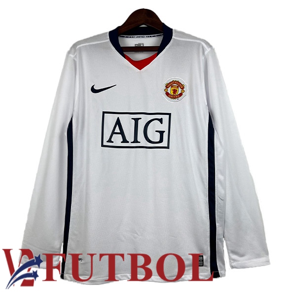 tratar con paso pastel Todo Camisetas Futbol Manchester United Retro Segunda Manga Larga Blanco  2007-2008 Baratas