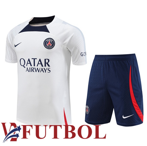 Estampaciones Camiseta Entrenamiento Paris PSG + Cortos Blanco 2023/ ...